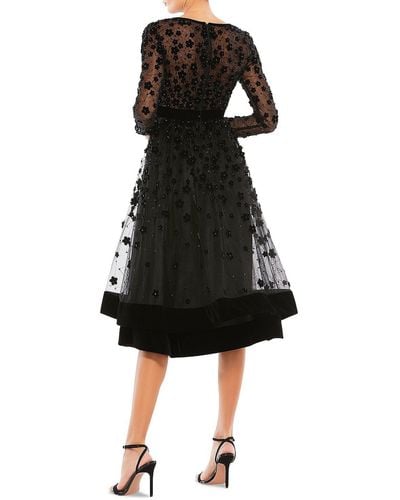 Mac Duggal Embellished Long Fit & Flare Dress - Black