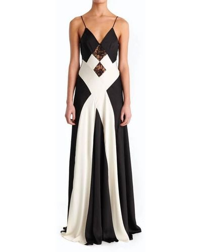 Ronny Kobo Luxy Satin Lace Combo Gown - Black
