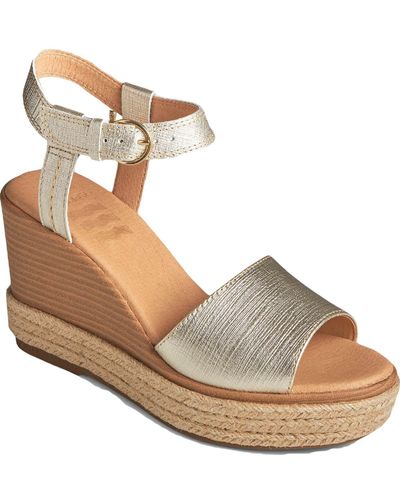 Sperry Top-Sider Fairwater Leather Ankle Strap Espadrilles - Metallic