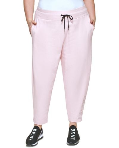 DKNY Plus Metallic Logo Jogger Pants - Pink