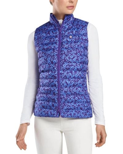 G/FORE Floral Print Quilted Puffer Golf Vest - Blue
