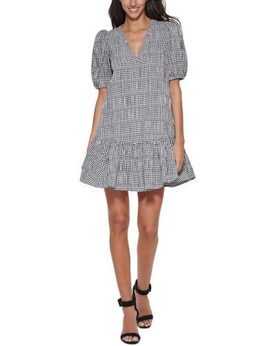 Calvin Klein Gingham Knee-length Shift Dress - Gray