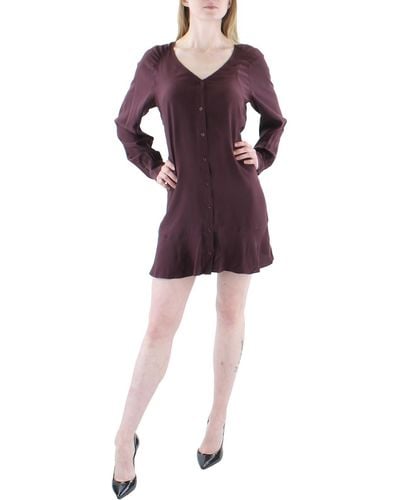 Parker Silk Gathe Tunic Dress - Purple