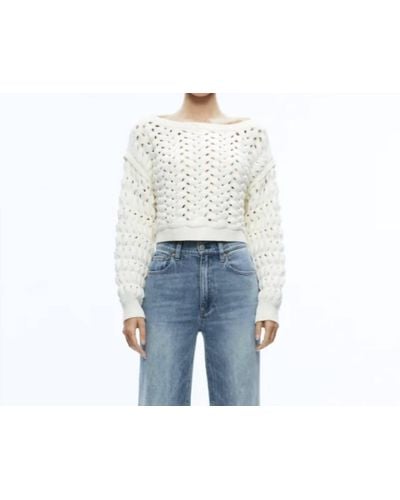 Alice + Olivia Allene Cable Knit Sweater In Ecru - White