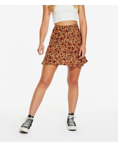 Aéropostale Floral High-waisted Slip Mini Skirt - Brown