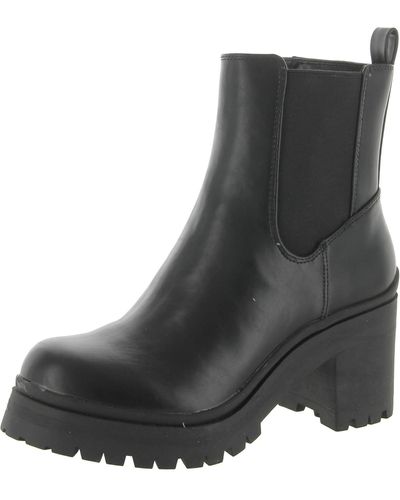 Anne Klein Zendaya Faux Leather Block Heel Ankle Boots - Black