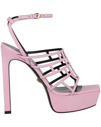 Versace Strappy Heeled Platform Sandals - Pink
