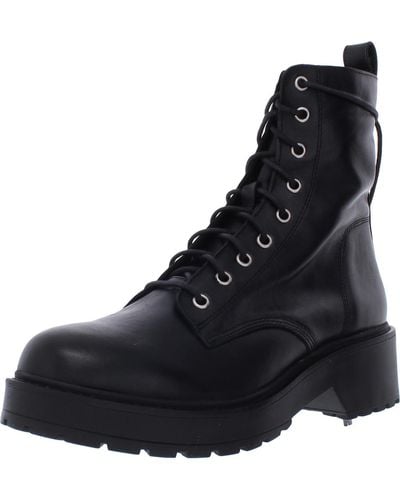 Steve Madden Tornado Leather Lace-up Combat Boots - Black