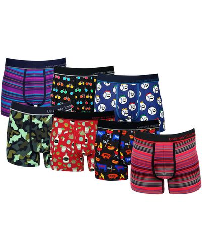 Unsimply Stitched Boxer Trunk 7 Pack - Red