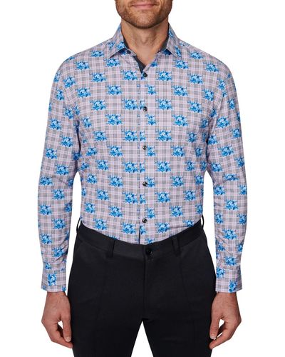 Society of Threads Slim Fit Stretch Button-down Shirt - Blue