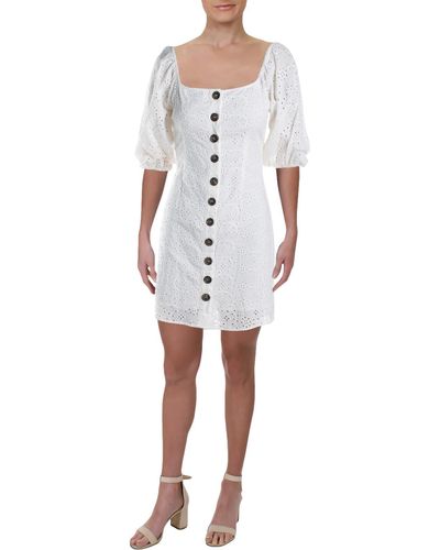 Sage the Label Okeefe Cotton Eyelet Sheath Mini Dress - White