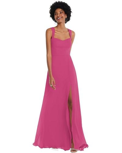 After Six Contoured Wide Strap Sweetheart Maxi Dress - Pink