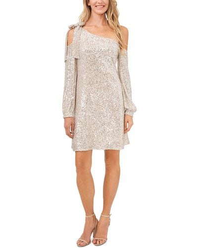Cece Sequined One Shoulder Cocktail And Party Dress - White