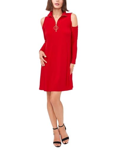 Msk Shimmer Above Knee Shift Dress - Red