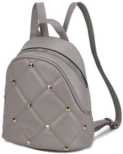 MKF Collection by Mia K Hayden Quilted Vegan Leather With Studs Backpack - Gray