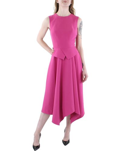 Kay Unger Midi Handkerchief Hem Cocktail And Party Dress - Pink