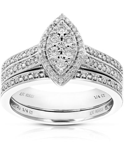Vir Jewels 1/4 Cttw Round Cut Lab Grown Diamond Wedding Engagement Ring Bridal Set .925 Sterling - Gray
