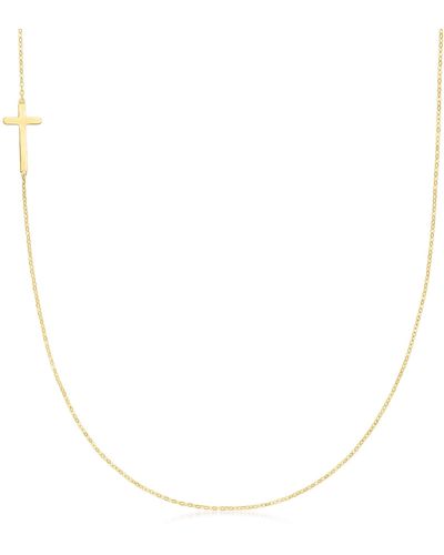 Ross-Simons Italian 18kt Yellow Gold Vertical Cross Necklace - Metallic