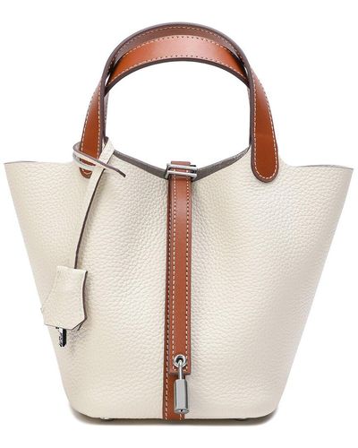 Tiffany & Fred Full-grain Leather Top Handle Bag - White