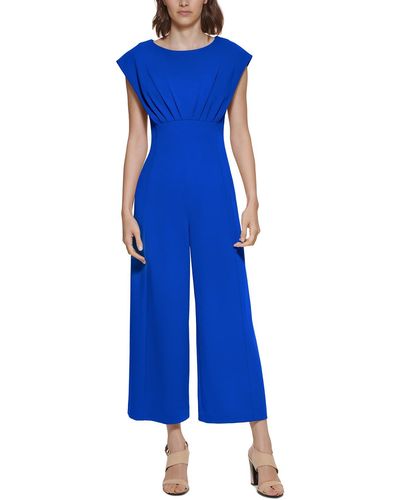 Calvin Klein Cap Sleeve Wide Leg Jumpsuit - Blue