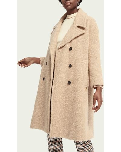 Scotch & Soda Oversized Double-breasted Boucle Coat - Natural