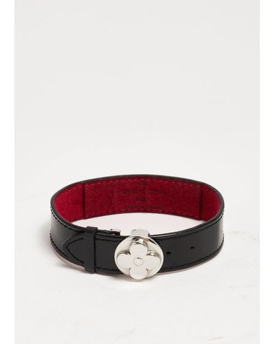Louis Vuitton Monogram Good Luck Bracelet In Black Leather - Red