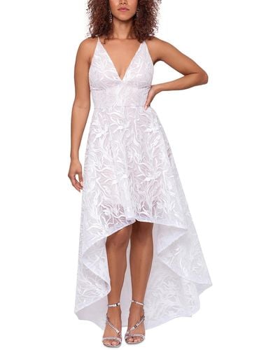 Xscape Mesh Soutache Evening Dress - White