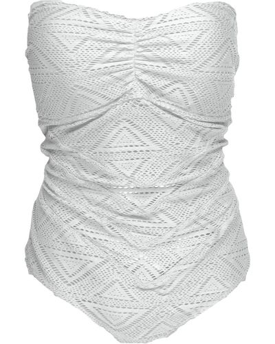 Jessica Simpson Bandeau Crochet One-piece Swimsuit - White