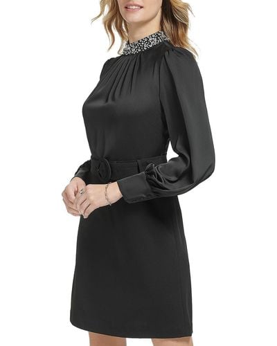 Karl Lagerfeld Satin Embellished Cocktail And Party Dress - Black
