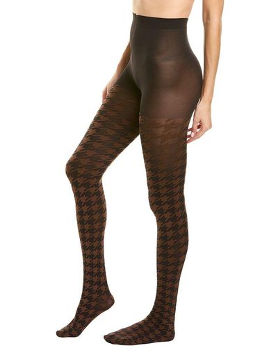 Emilio Cavallini Two-toned Houndstooth On 3d Tight - Brown