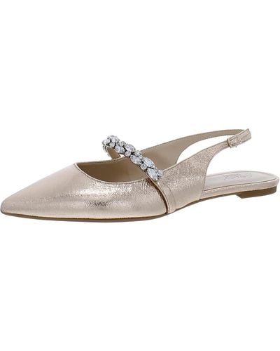 Badgley Mischka Bambi Coated Ankle Stap Pointed Toe Flats - Natural