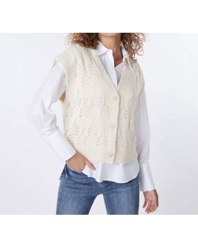 EsQualo Pointelle Knit Sweater Vest - White
