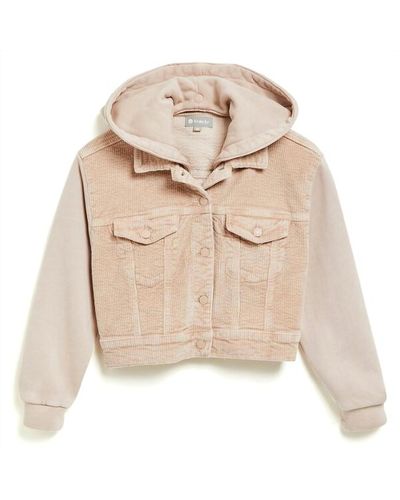 Tractr Girl Corduroy Knit Crop Jacket - Natural