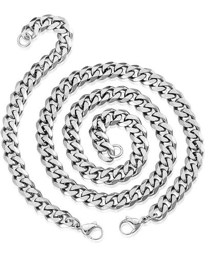 Crucible Jewelry Crucible Los Angeles Crucible Stainless Steel Cuban Curb 8.5 Inch Bracelet And 24 Inch Necklace Chain Set (10 Mm) - Metallic