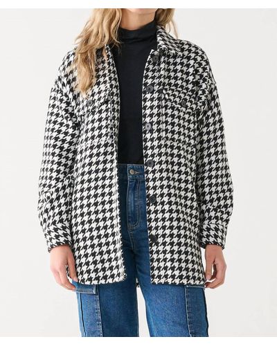 Dex Houndstooth Button-up Shacket - Blue