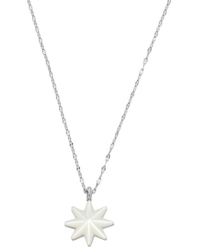 Skagen Stainless Steel And Mother Of Pearl Danish Star Pendant Necklace - Metallic