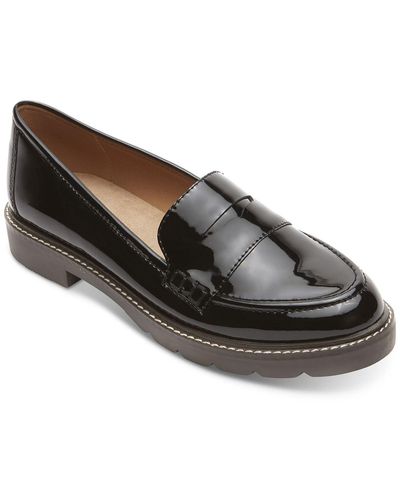 Rockport Kacey Penny Patent Slip On Loafers - Black