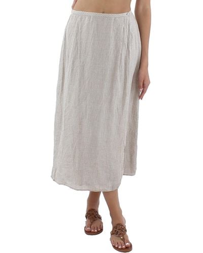 Eileen Fisher Checkered Tea-length Wrap Skirt - Gray