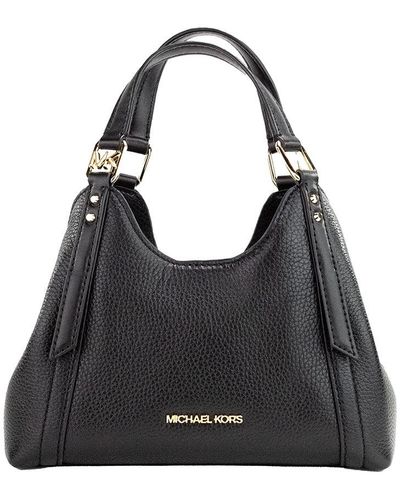 Michael Kors Trisha Leather Medium Triple Compartment Crossbody Bag Black