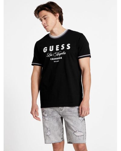 Guess Factory Nathaniel Embroidered Logo Tee - Black