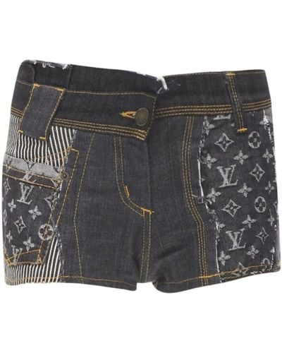 Louis Vuitton Rare Lv Mongram Jacquard Raw Cut Patchwork Shorts - Gray