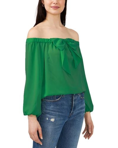 Riley & Rae Maybelle Off The Shoulder Bow Blouse - Red