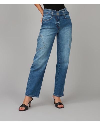Lola Jeans Cleo-tlt High Rise Cargo Jeans - Blue