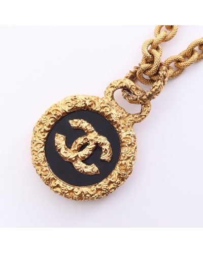 Chanel Coco Mark Necklace Lava Gp Gold 93a - Metallic