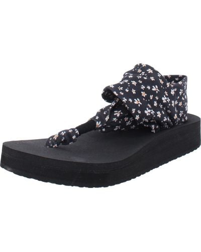 Sanuk Sling Midform Floral Print Wedge Slide Sandals - Black