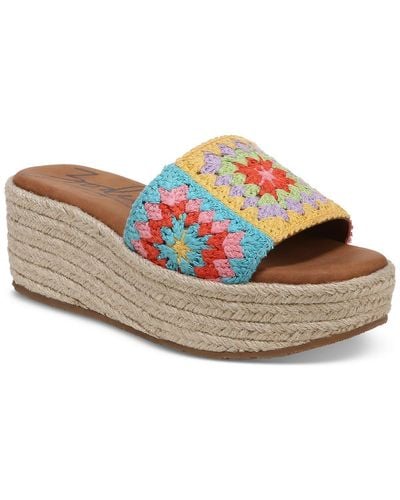 Zodiac June Flower Crochet Espadrille Platform Sandals - Multicolor