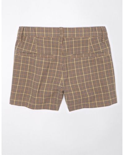 American Eagle Outfitters Ae High-waisted Plaid baggy Trouser Short - Natural