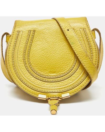 Chloé Leather Small Marcie Crossbody Bag - Yellow
