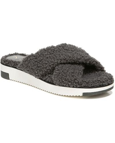 Sam Edelman Alice Faux Fur Slippers Slide Sandals - Gray