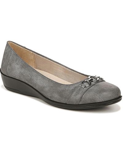 LifeStride Ideal Faux Leather Slip On Ballet Flats - Gray